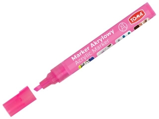 Marker akrylowy, fibrowa końcówka ścięta 2-5mm, 22 kolorów różowy