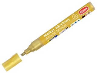 Marker akrylowy, fibrowa końcówka ścięta 2-5mm, 22 kolorów złoty