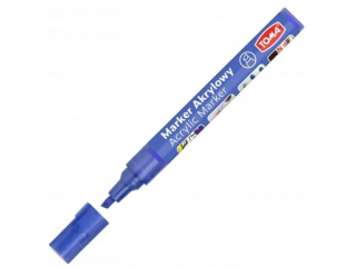 Marker akrylowy TOMA, fibrowa ko�c�wka �ci�ta 2-5mm, 22 kolor�w - niebieski metalic [opakowanie=6szt]TO-403 niebieski metalic