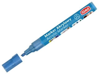 Marker akrylowy, fibrowa końcówka ścięta 2-5mm, 22 kolorów niebieski jasny metalic