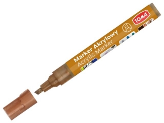 Marker akrylowy, fibrowa końcówka ścięta 2-5mm, 22 kolorów brązowy metalic