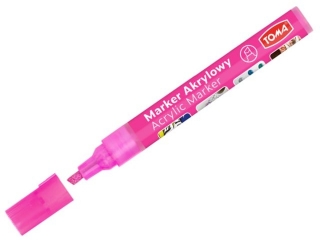 Marker akrylowy, fibrowa końcówka ścięta 2-5mm, 22 kolorów różowy metalic