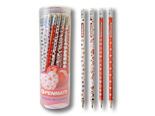 PENMATE O��WEK TR�JK�TNY HB Z GUMK� LOVE x HEART W TUBIE 48 SZT. [opakowanie=48szt]