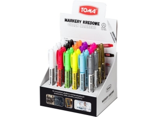 Markery kredowe, końcówka okrągła 1, 5mm, 6g tuszu mix display 24