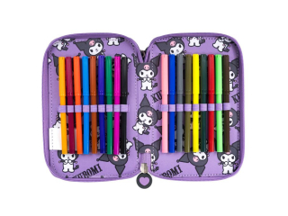 Pi�rnik szkolny potr�jny z wyposa�eniem KUROMI VIOLET