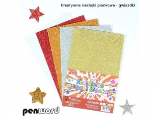 KREATYWNE NAKLEJKI PIANKOWE GWIAZDKI BROKATOWE 20, 3x31, 2cm mix 5 KOLORÓW (KONIEC)