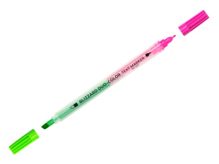 Zakre�lacz TOMA Blizzard Duo Color, ko�c�wka 4mm + ko�c�wka 1mm, 8 kolor�w tuszu - zielony+r�owy [opakowanie=10szt]TO-337 zielony+r�owy