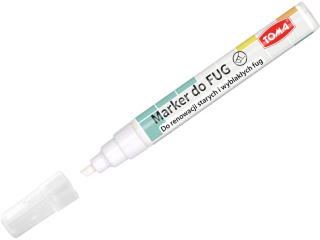 Marker TOMA permanentny do fug, fibrowa ko�c�wka �ci�a 1-4mm - bia�y [opakowanie=20szt]TO-419 bia�y