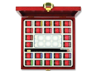 KIN FARBY AKWARELOWE MONDELUZ 01636S/5 8G 24 KOL KASETA DREWNIANA