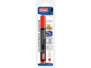 Marker permanentny TOMA �ci�ty czerwony, poszetka 1szt.