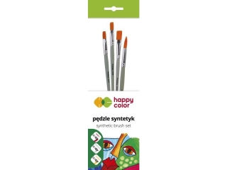 Zestaw pędzli syntetycznych mieszane A, 4szt, Happy Color