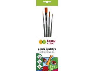 Zestaw pędzli syntetycznych mieszane B, 4szt, Happy Color