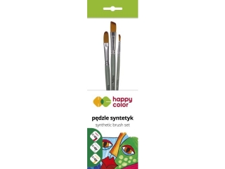 Zestaw pędzli syntetycznych mieszane A, 3szt, Happy Color