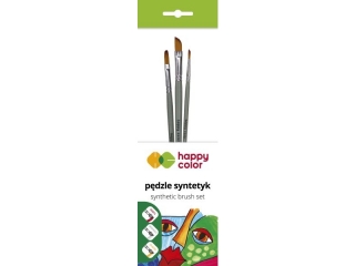 Zestaw pędzli syntetycznych mieszane B, 3szt, Happy Color