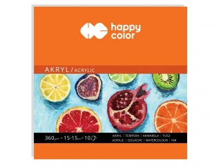 Blok do akrylu, Art, 15x15, 10 ark, 360g, Happy Color [opakowanie=5szt]