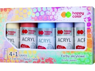 Farba akrylowa zestaw 5 kolorów x 60 ml, kolory MIX B, Happy Color