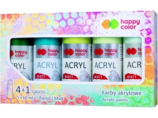 Farba akrylowa zestaw 5 kolorów x 60 ml, kolory MIX E, Happy Color
