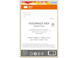 Podobrazie baweniane 40x60, impregnowane naturalne, tablica malarska MDF 4mm, Happy Color