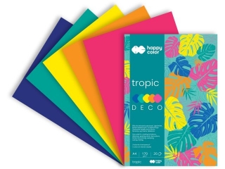 Blok Deco TROPIC 170 g/m2, A4, 20 ark., 5 kolorw, Happy Color [opakowanie=5szt]