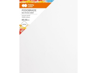 Podobrazie bawełniane 40x50, impregnowane białe, tablica malarska MDF 4mm, Happy Color