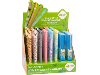 Display - Długopis wymazywalny Uszaki Mix1, 0.5mm, niebieski, 36 szt + wkłady 12 etui, Happy Color