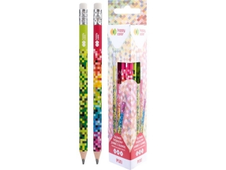 Owek do nauki pisania, jumbo, trjktny, 2B, PIXI, Happy Color [opakowanie=12szt]