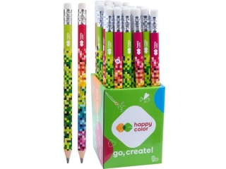 Ołówek do nauki pisania, jumbo, trójkątny, 2B, PIXI, 24 szt. w kubku, Happy Color