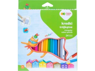 Kredki drewniane, szkolne, trjktne, 24 kol. KOLOR2, Happy Color