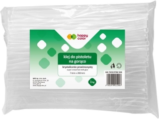 Klej do pistoletu na gorąco, krystalicznie przezroczysty, 7mm x 200mm, 1kg, Happy Color