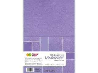 Filc dekoracyjny, 20x30 cm, 1, 5 mm, 10 ark., lawendowy, Happy Color