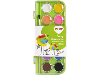 Farby akwarelowe Premium, zestaw 12 kolorów, Happy Color