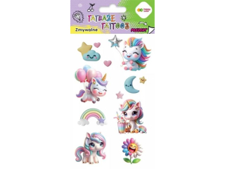 Tatuaże zmywalne UNICORNS, rozm. 100x200 mm, Happy Color