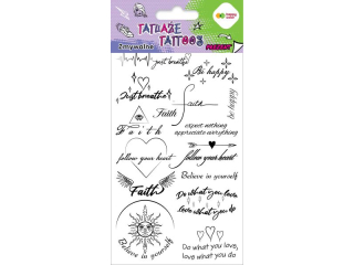 Tatuaże zmywalne WORDS, rozm. 100x200 mm, Happy Color