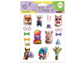 Tatuaże zmywalne ANIMALS FUNNY, rozm. 150x200 mm, Happy Color
