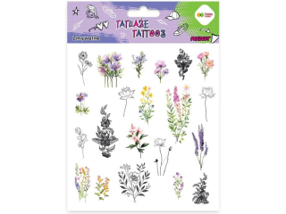 Tatuaże zmywalne FLOWERS, rozm. 150x200 mm, Happy Color