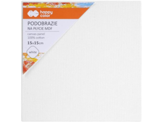 Podobrazie bawełniane 15x15, impregnowane białe, tablica malarska MDF 4mm, Happy Color