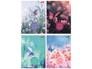 Zeszyt A5 96 kartek krata ok�adka laminowana lakier miejscowy UV 70 g/m2 BUTTERFLY MEADOW [opakowanie=10szt]