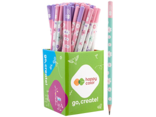 Ołówek trójkątny, 2B, Pearl Flower, 72 szt. w kubku, Happy Color