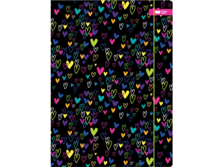 Teczka kartonowa z gumk, My Love, czarna, 24x31cm, Happy Color [opakowanie=10szt]