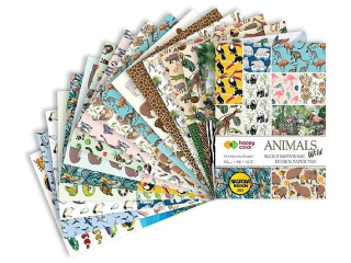 Blok z motywami ANIMALS WILD, 80g/m2, A4, 15 ark, 30 motyw, Happy Color [opakowanie=5szt]