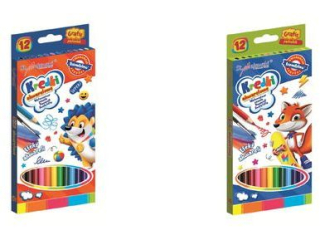 Kredki szkolne akwarelowe 12 kolor�w ZWIERZAKI UCZNIAKI [opakowanie=12szt]