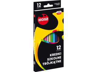 Kredki szkolne tr�jk�tne 12 kolor�w MONA [opakowanie=10szt]
