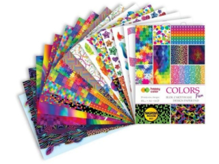 Blok z motywami COLORS FUN, 80g/m2, A4, 16 ark, 29 motyw, Happy Color [opakowanie=5szt]