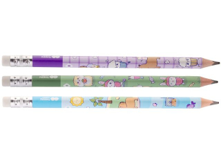 Owek do nauki pisania, jumbo, z gumk, trjktny, 2B, Yummy Yum, Happy Color [opakowanie=12szt]