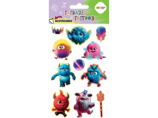 Tatuae zmywalne MONSTERS, rozm. 100x200 mm, Happy Color [opakowanie=10szt]