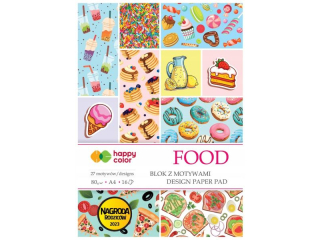 Blok z motywami FOOD, 80g/m2, A4, 16 ark, 27 motyw, Happy Color [opakowanie=5szt]