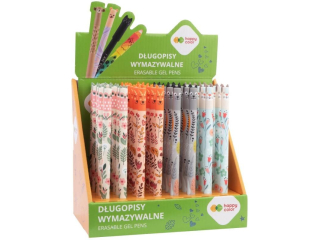 Dugopis wymazywalny Uszaki Floral Art, 0.5mm, niebieski, display 40 szt., Happy Color