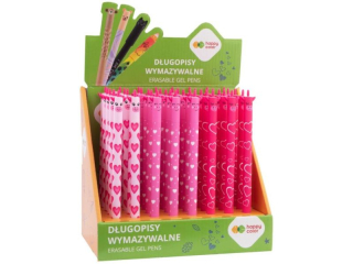 Dugopis wymazywalny Uszaki Pink Unicorn, 0.5mm, niebieski, display 40 szt., Happy Color