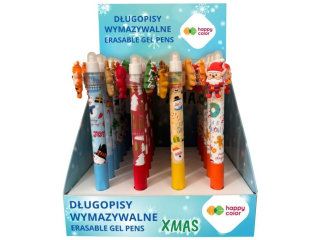 Dugopis wymazywalny XMAS 3, automatyczny, 0.5mm, niebieski, display 24 szt., Happy Color | DOSTPNE NA KONIEC PADZIERNIKA
