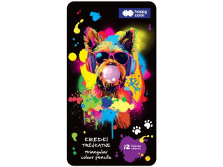 Kredki drewniane, szkolne, trjktne, 12 kol. metal box, Happy Color | DOSTPNE NA KONIEC PADZIERNIKA